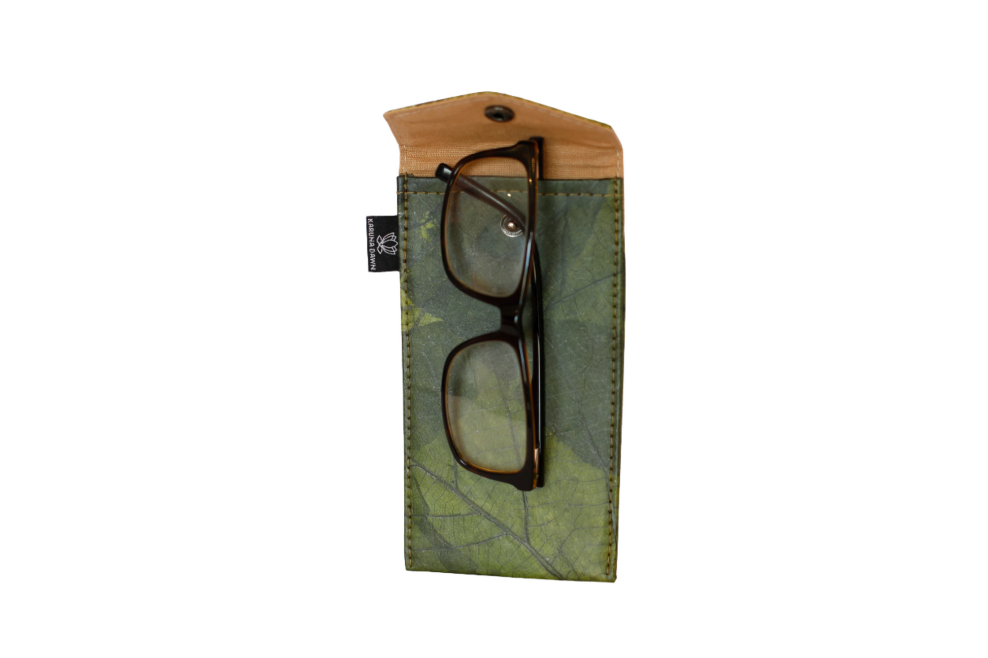 Green Vegan leather glasses holder
