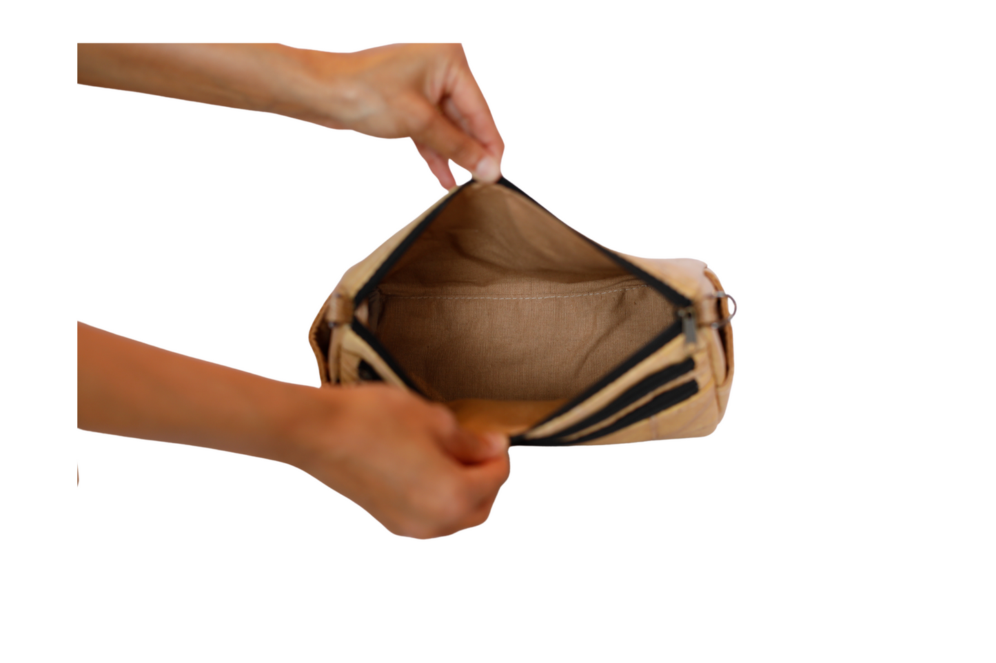 Beige Vegan Leather X Body Chic Bag