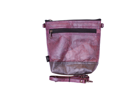 Purple Vegan Leaf Leather X Body Bag