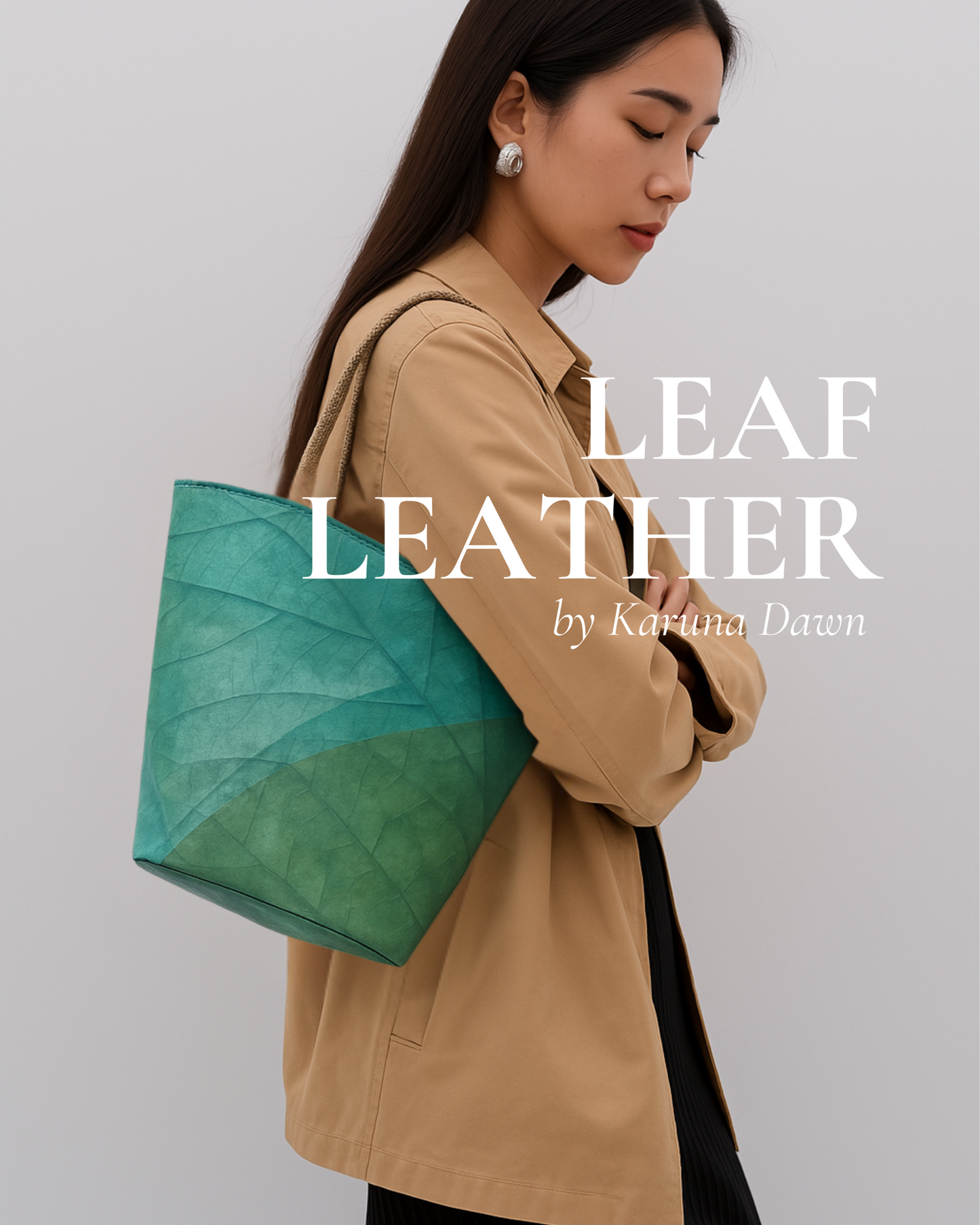Vegan Leather Tote Bag - Turquoise