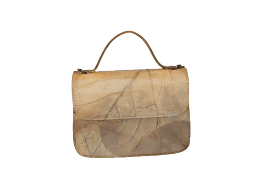 Soft Sand leaf leather crossbody bag by Karuna Dawn