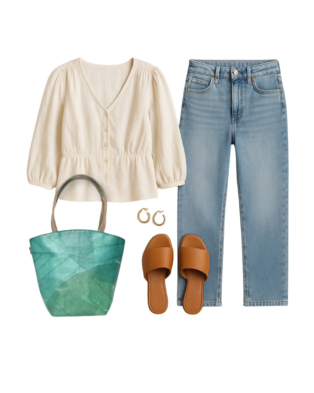 Vegan Leather Tote Bag - Turquoise