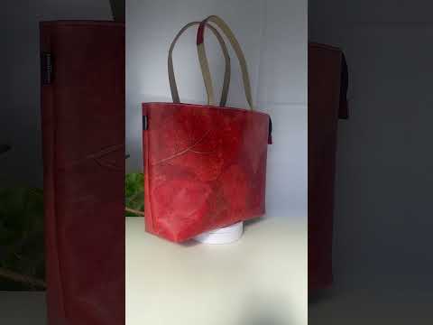 Red Vegan Leather Tote Video