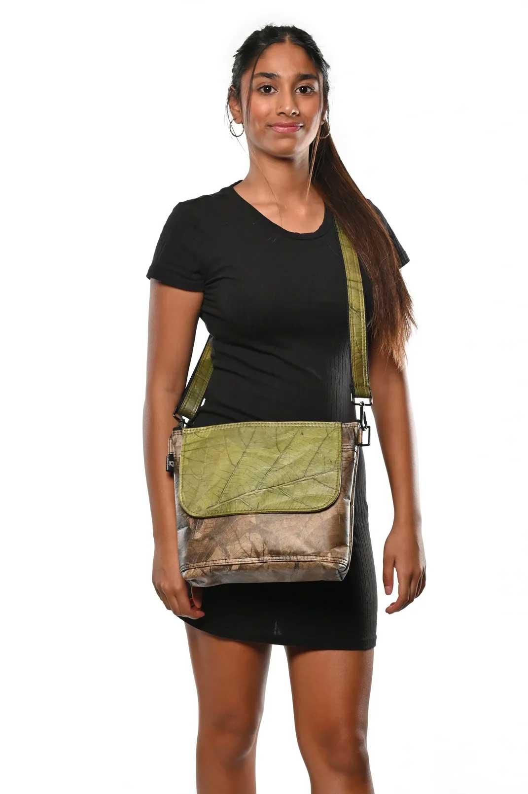 Green-_-Brown-Unisex-Messenger-Bag6 - Karuna Dawn