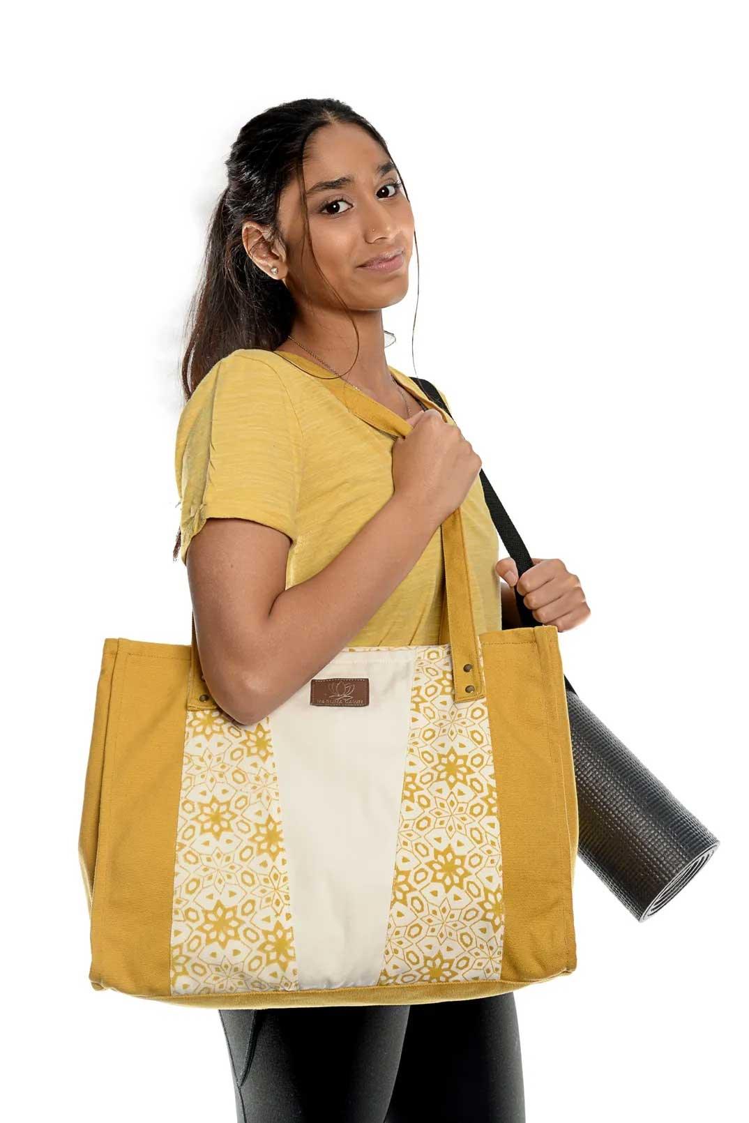 Hand-Block-Design-Tote-Bag---Mustard-_-Natural10 - Karuna Dawn