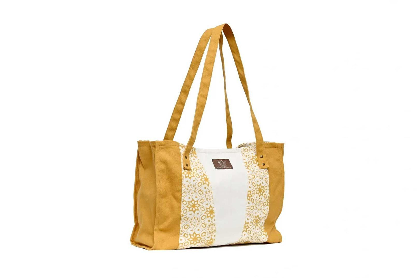 Hand-Block-Design-Tote-Bag---Mustard-_-Natural2 - Karuna Dawn