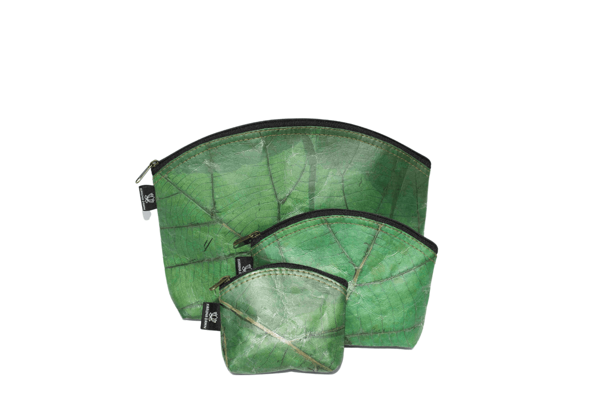 Vegan Leaf Leather Cosmetic Bags | Sustainable Beauty Essentials