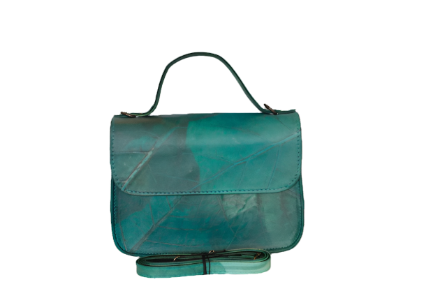 Vibrant eco-friendly handbag in turquoise by Karuna Dawn