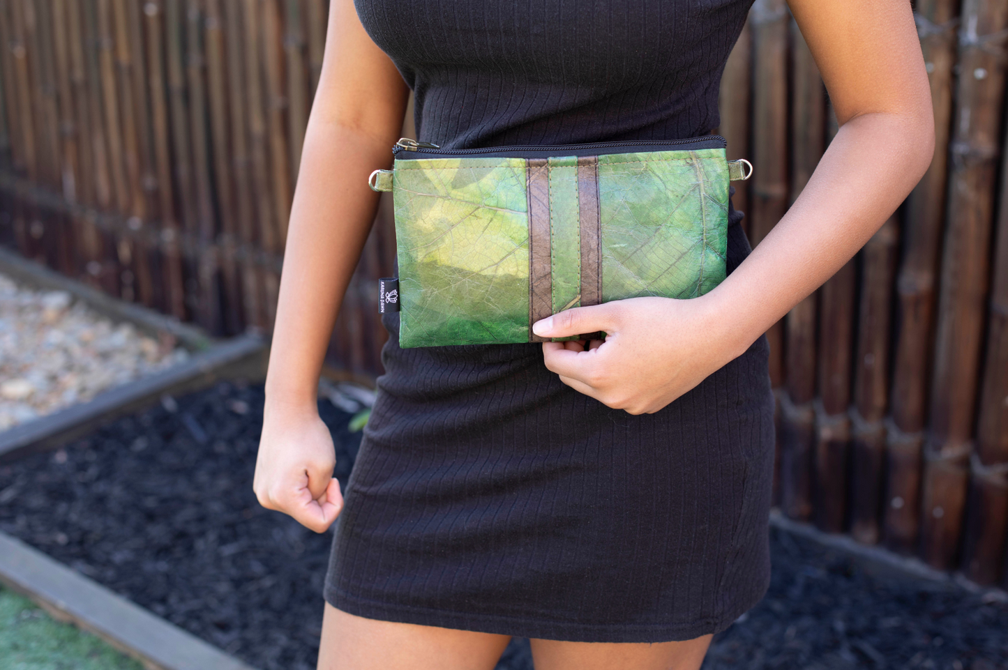 Vegan Leather Slim Line Bag - Green