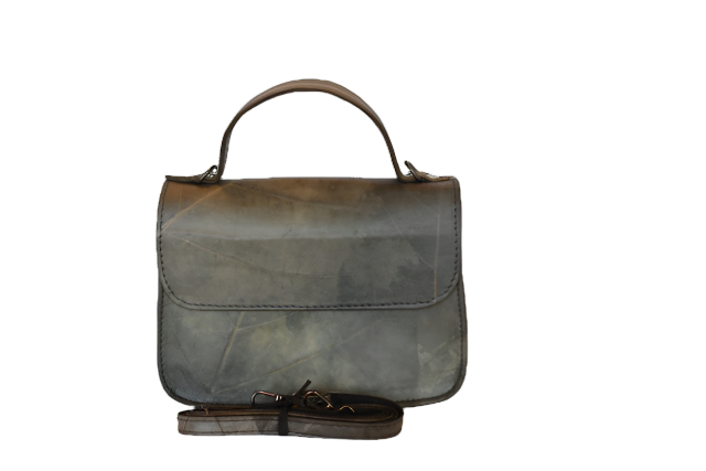 Close-up of vegan crossbody bag in plant-based leather
