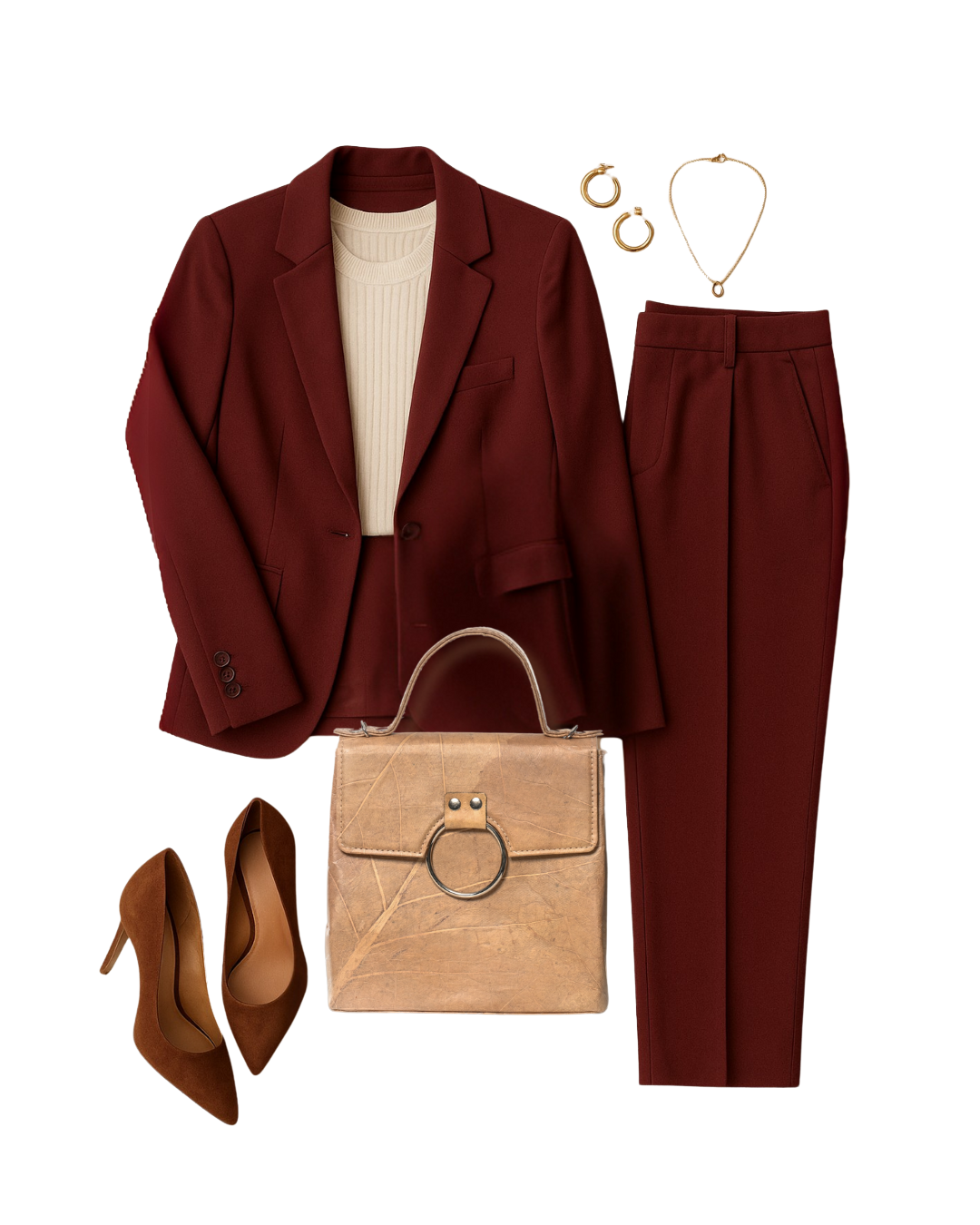 Vegan Leather Handbag - Beige