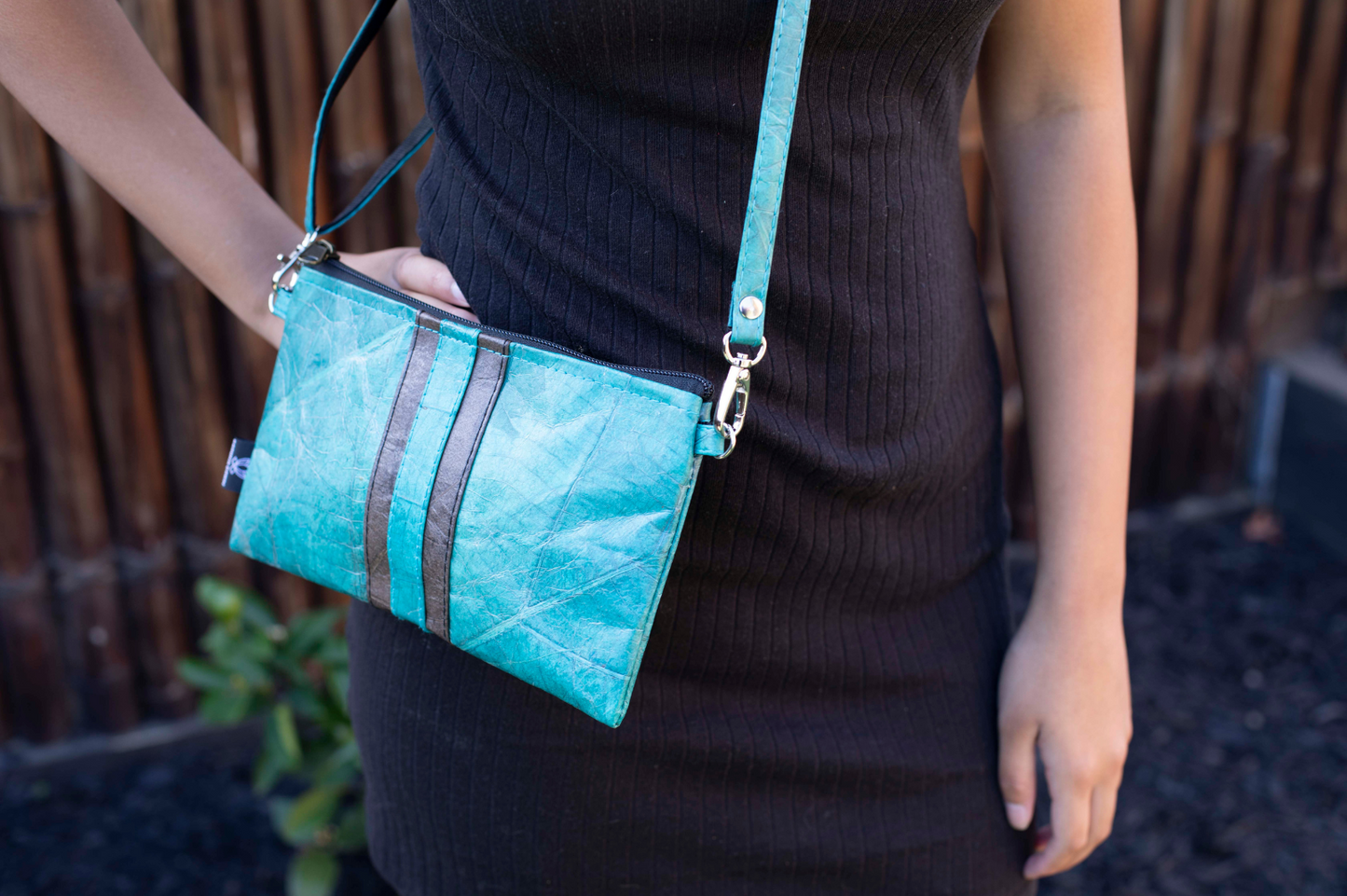 Vegan Leather Slim Line Bag - Turquoise