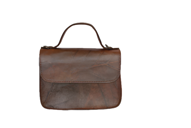 Brown Vegan handbag on a white background