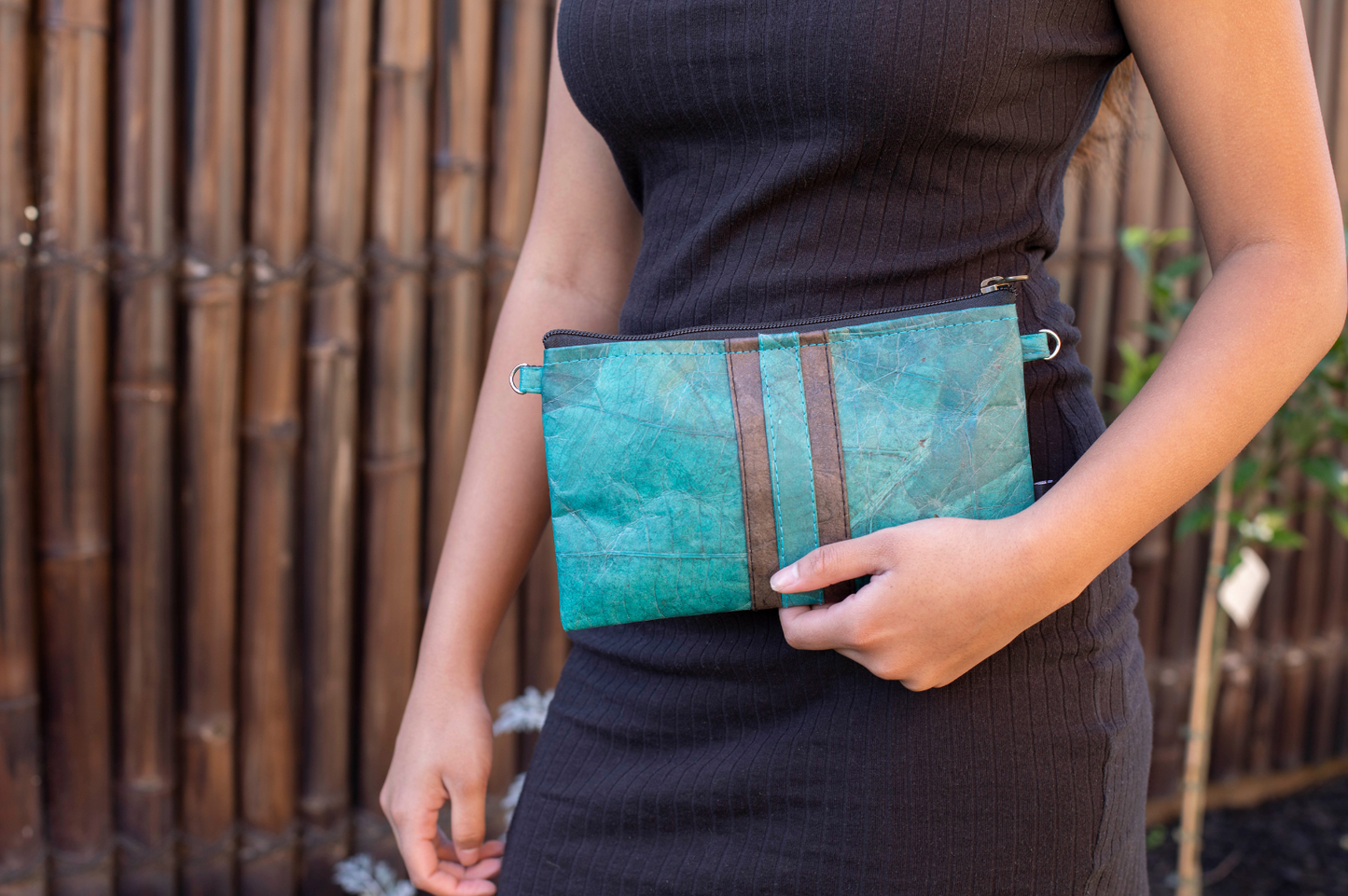 Vegan Leather Slim Line Bag - Turquoise