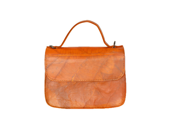Orange Vegan handbag on a white background