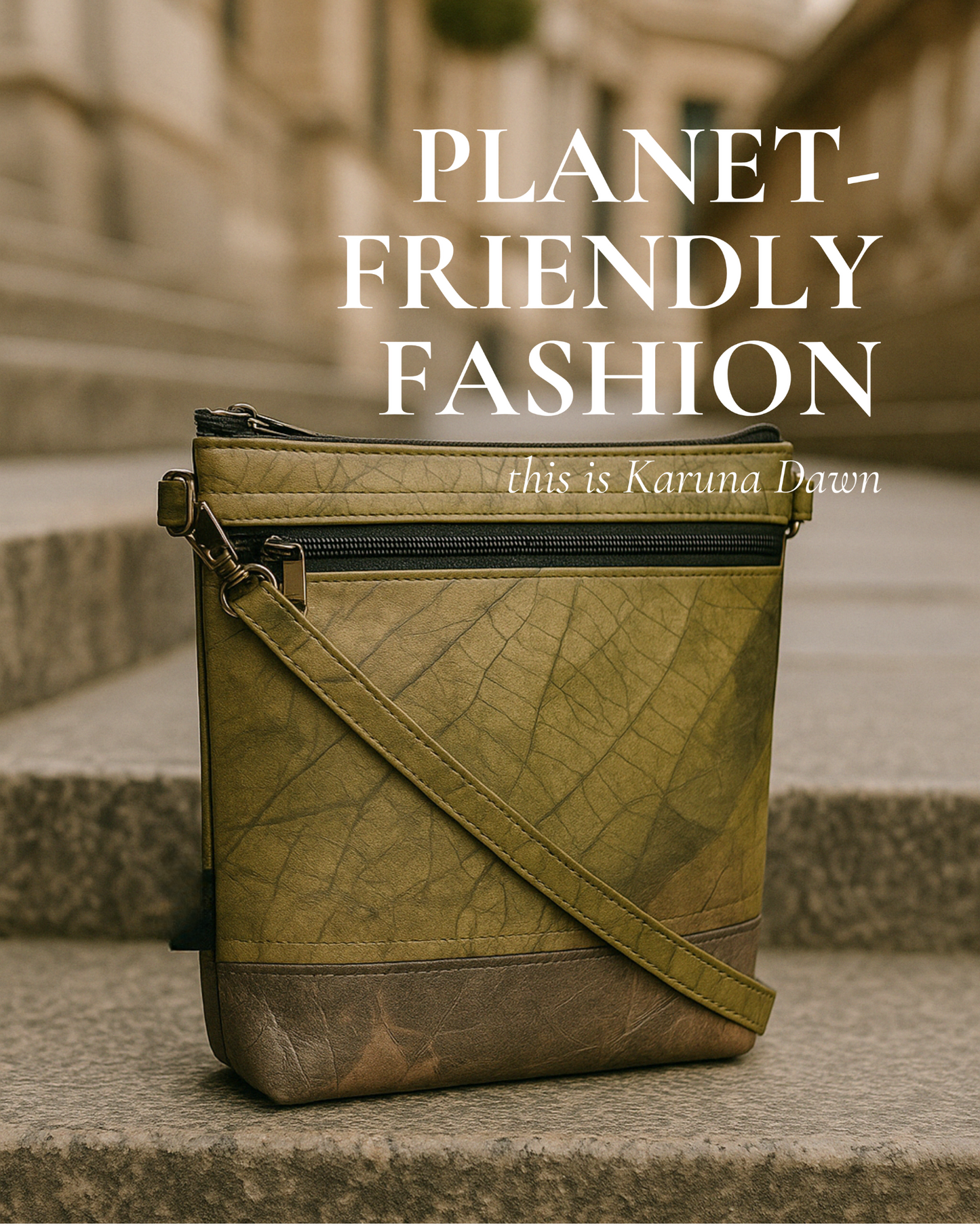 Vegan Leather Cross-Body Bag - Green