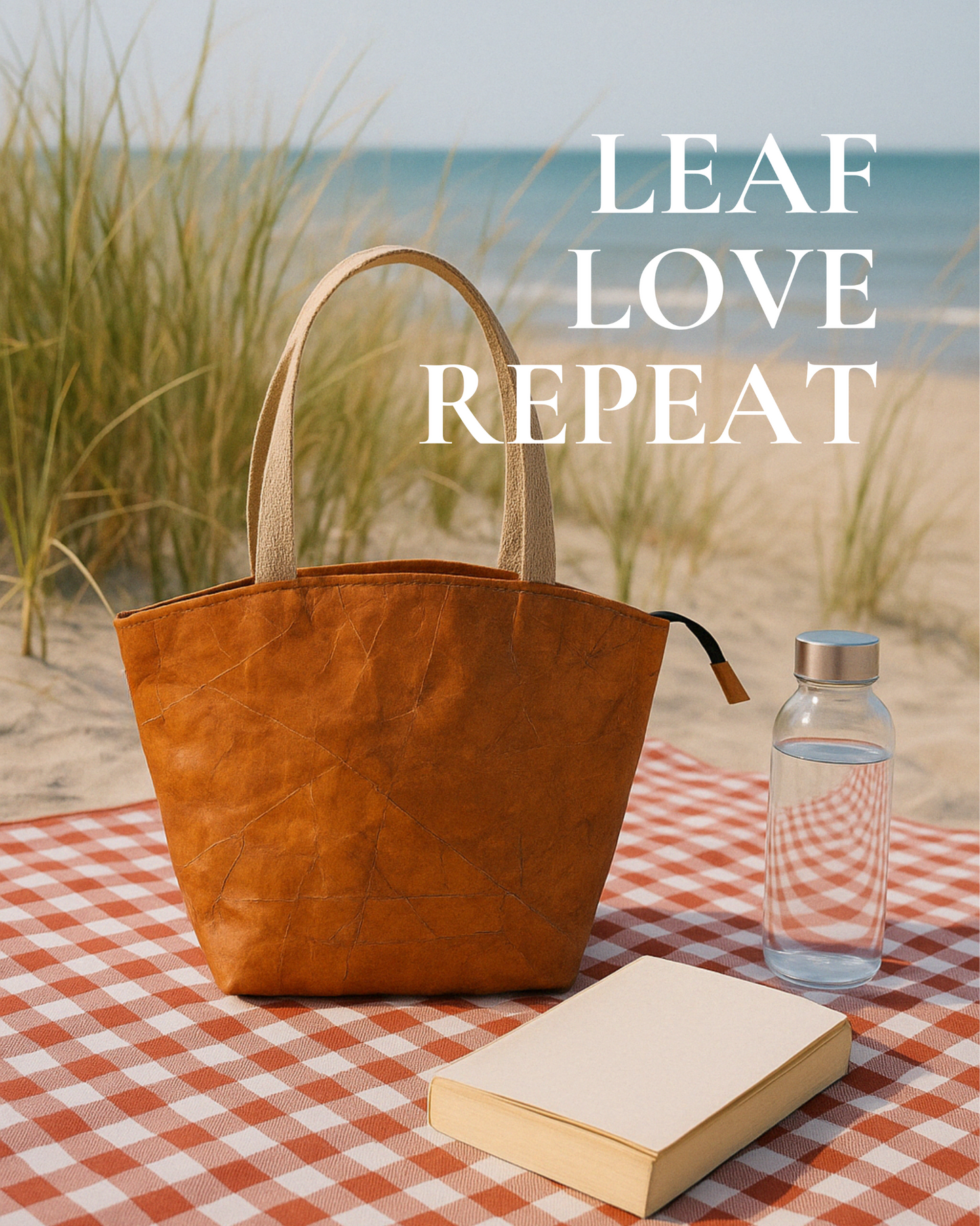 Vegan Leather Tote Bag - Orange