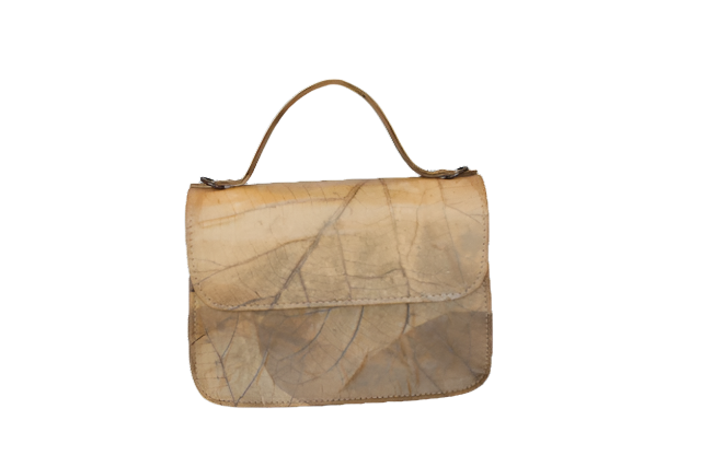 Soft Sand leaf leather crossbody bag by Karuna Dawn
