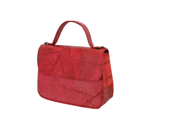 Leaf leather crossbody bag in rich red