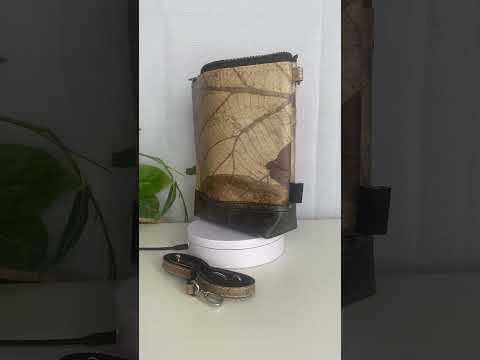 Beige Vegan Leaf Leather X Body Bag Video