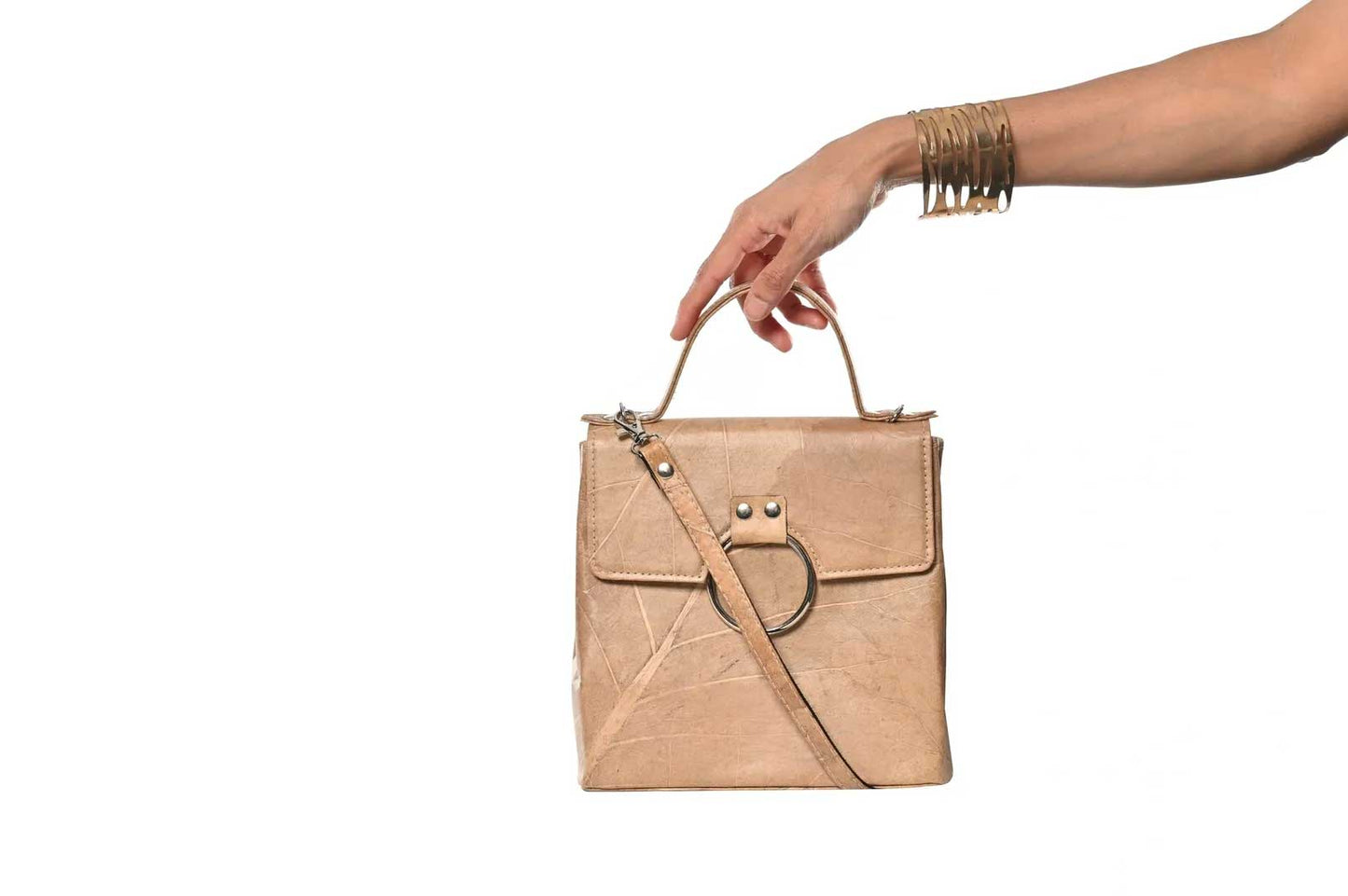 Vegan Leather Handbag - Beige