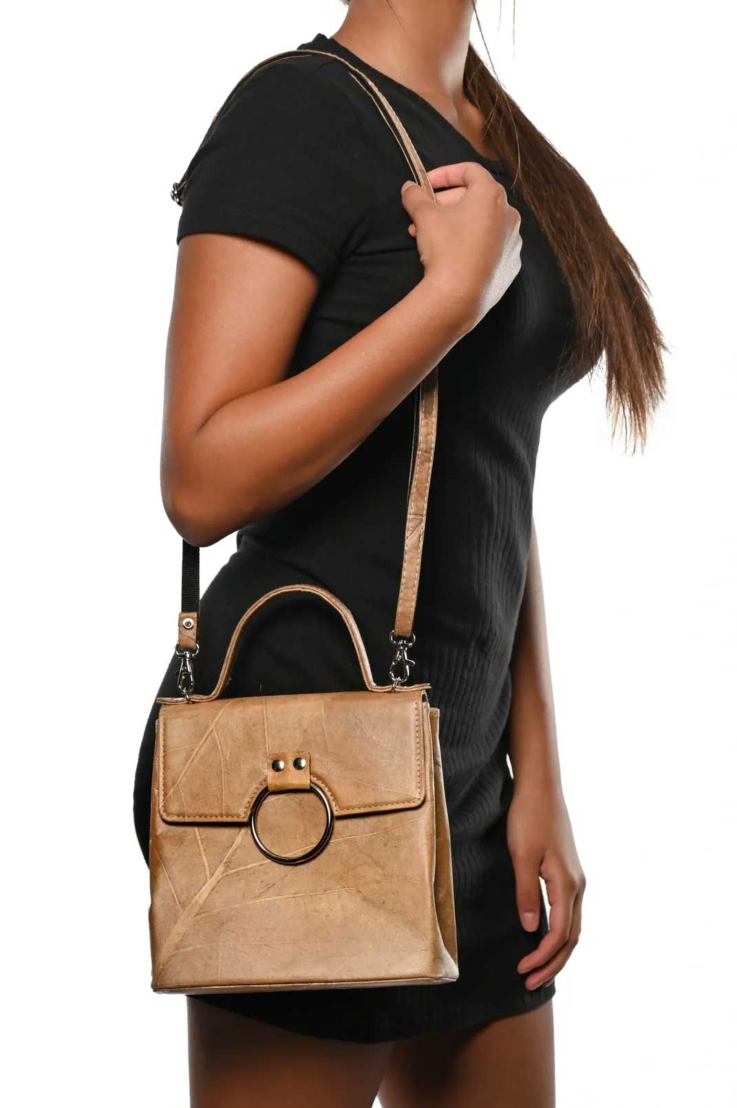 Vegan Leather Handbag - Beige