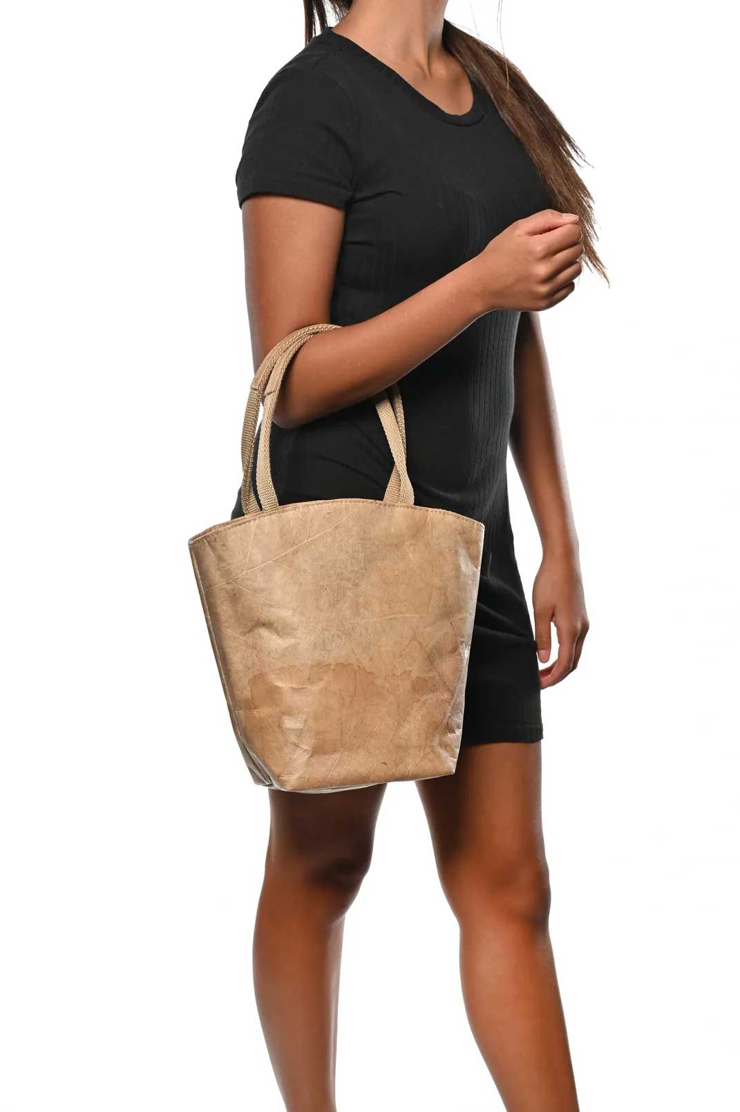 Vegan Leather Tote Bag - Beige