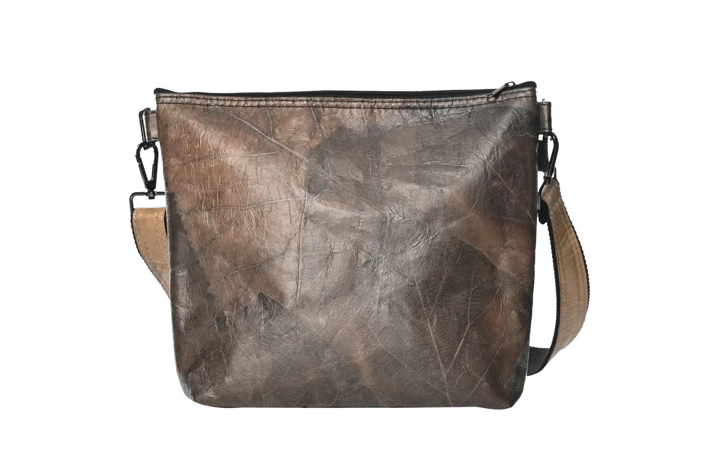 Vegan Leather Unisex Messenger Bag - Beige & Brown