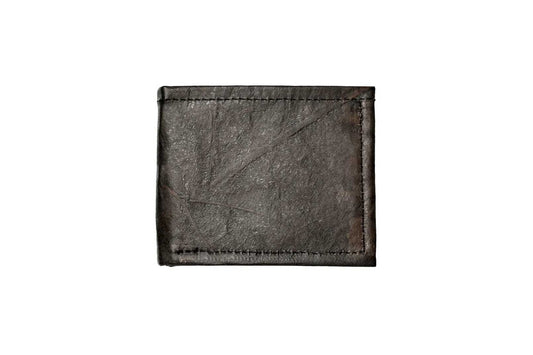 Vegan Leather Wallet with Coin Purse - Black Brown