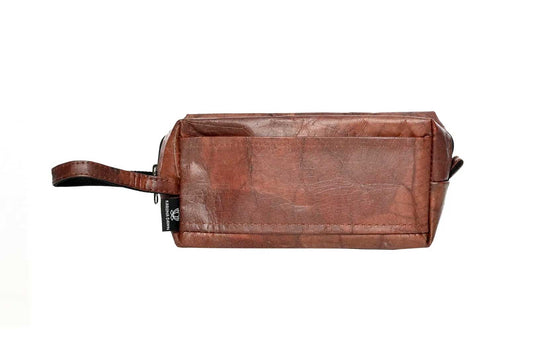 Vegan Leather Toiletries Bag - Brown