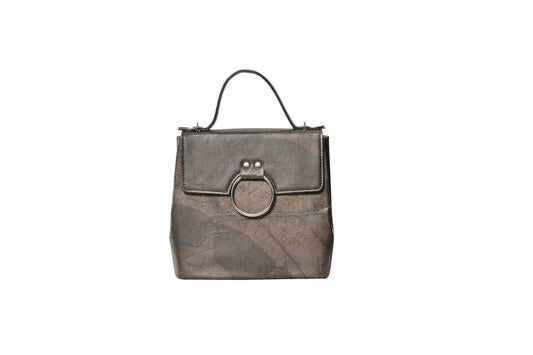 Vegan Leather Handbag - Black Brown