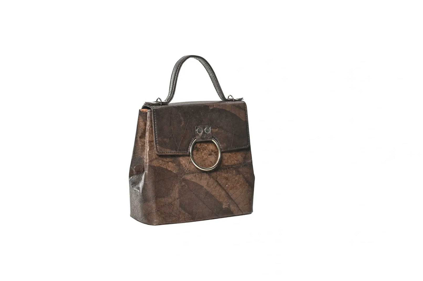 Vegan Leather Handbag - Black Brown