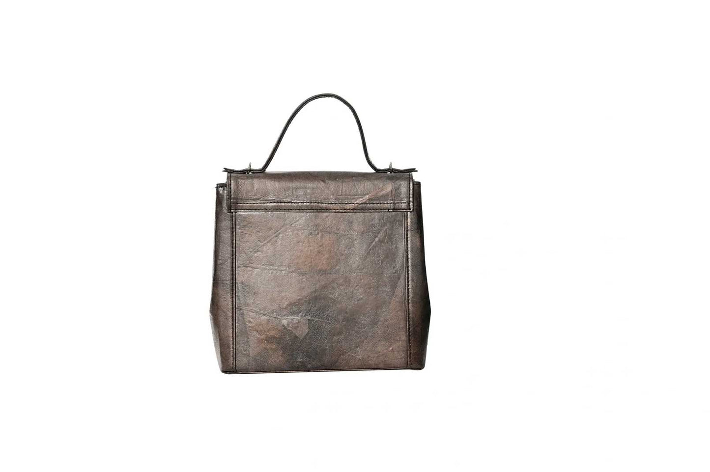 Vegan Leather Handbag - Black Brown