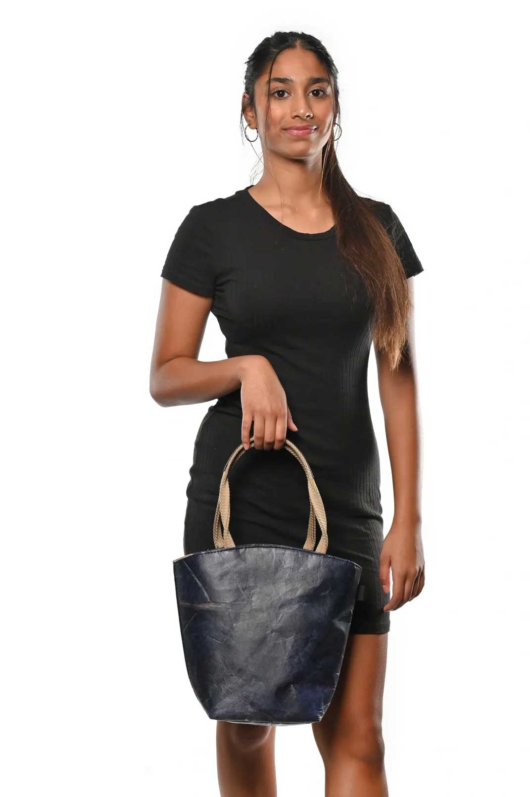 Vegan Leather Tote Bag - Blue