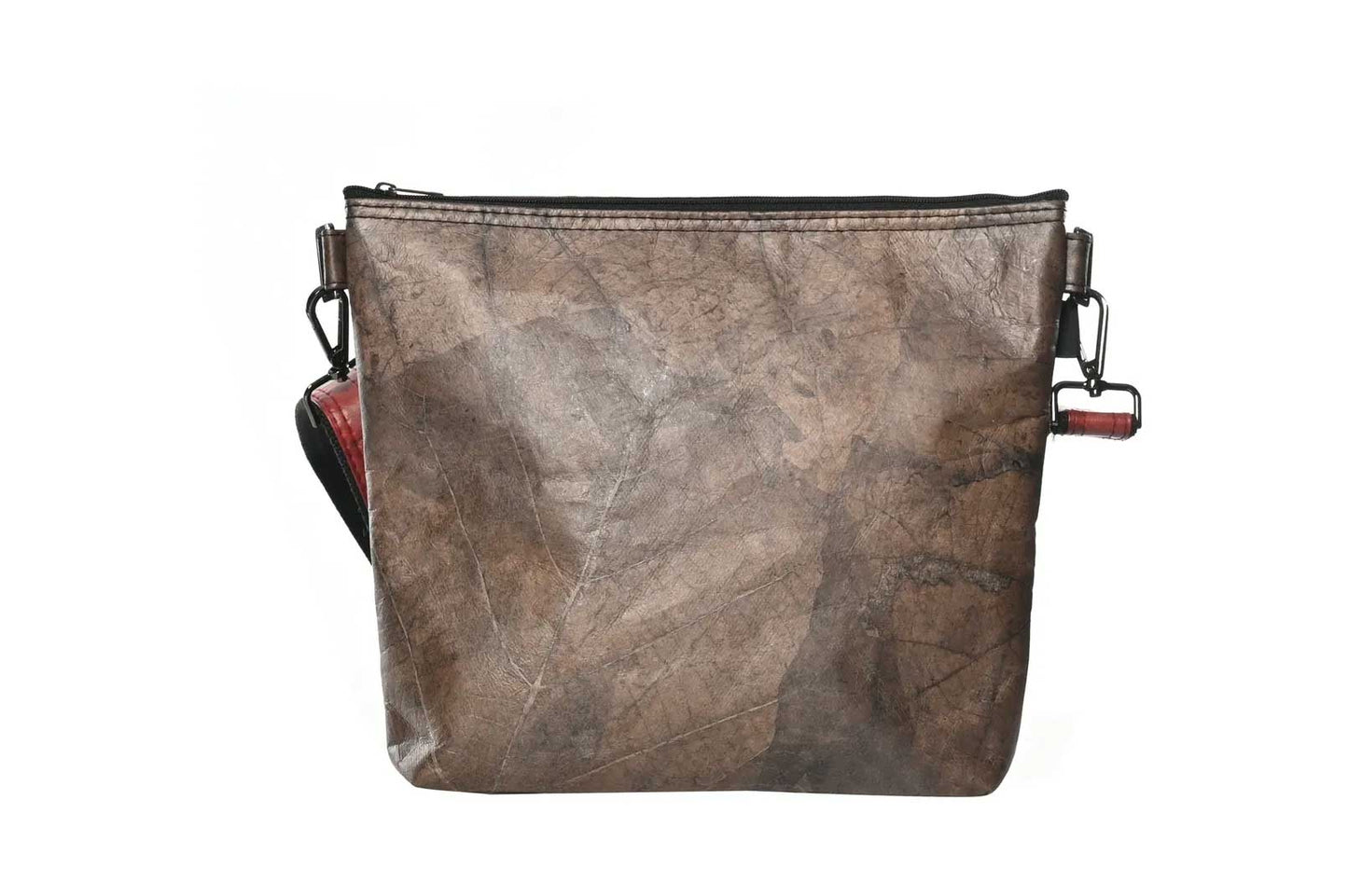 Vegan Leather Unisex Messenger Bag - Red & Brown