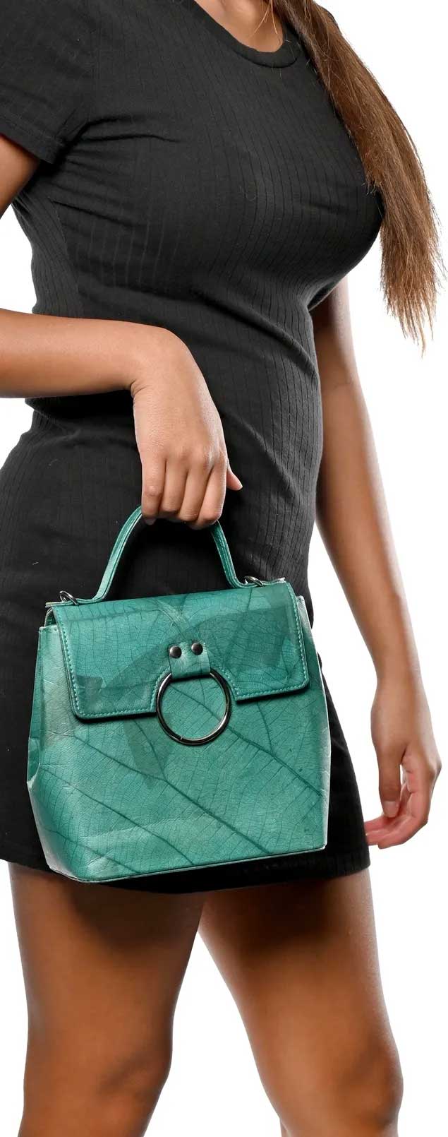 Vegan Leather Handbag - Turquoise