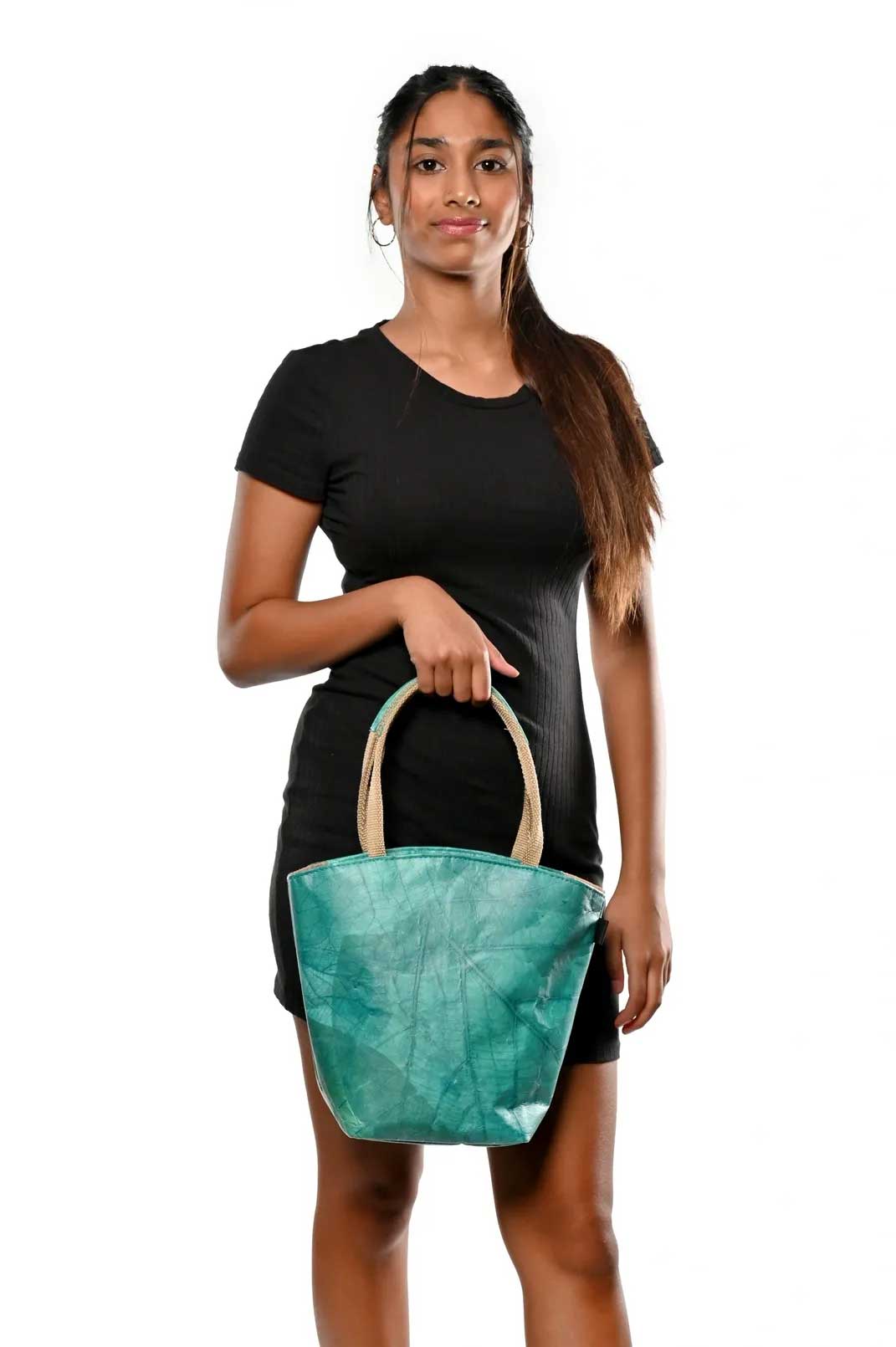 Vegan Leather Tote Bag - Turquoise