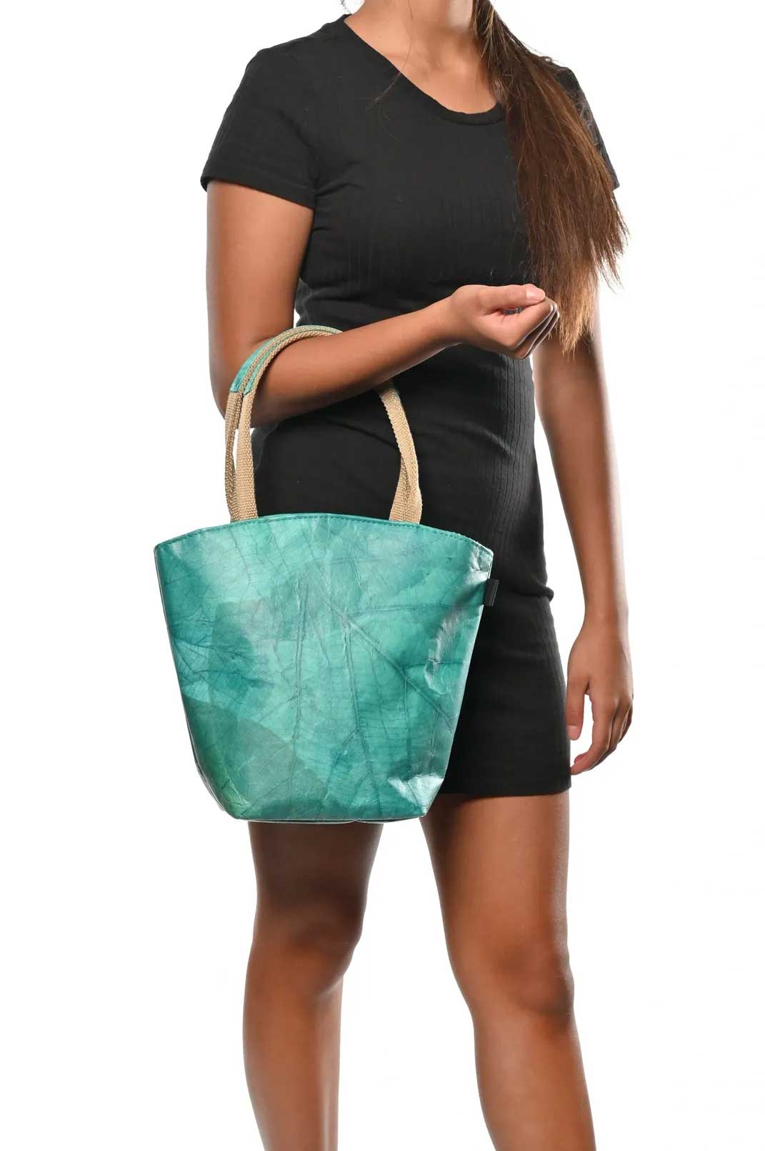 Vegan Leather Tote Bag - Turquoise